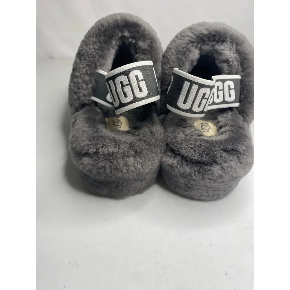 UGG Womens Soft Fluff Yeah Slide Slippers Size 6 Shoes Sandal Gray Charcoal Clog
